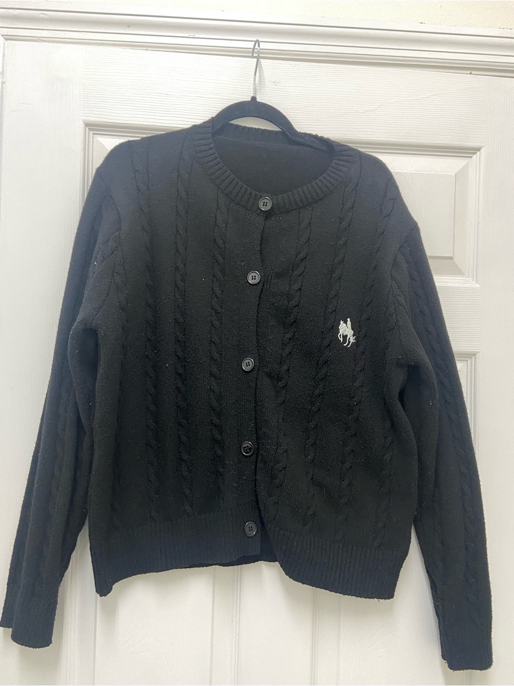 SHEIN Black Cable Knit Button-Up Cardigan